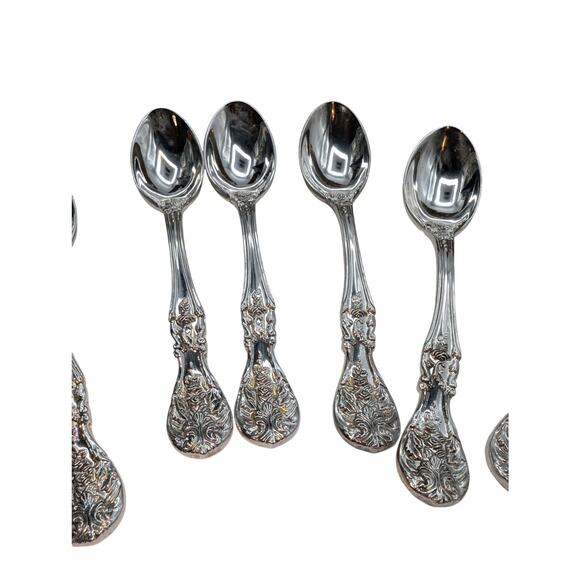 Vintage FB Rogers French Rose Set of 10 Small Silverplate Demitasse Spoons - Picture 4 of 7